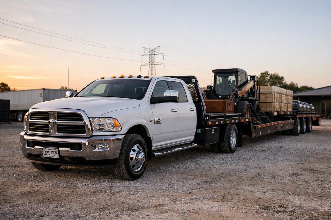 Hotshot truck with gooseneck trailer ready for expedited loads