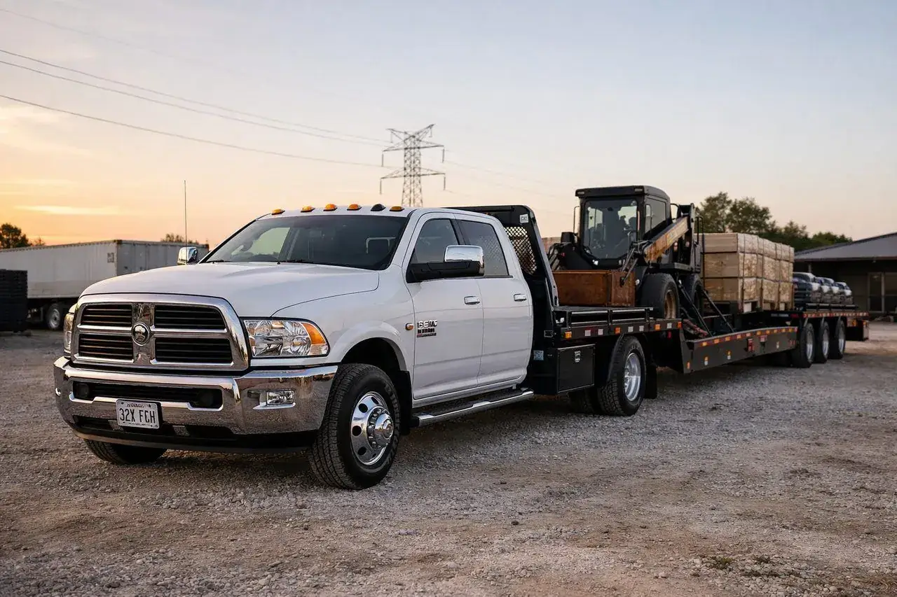Hotshot truck with gooseneck trailer ready for expedited loads