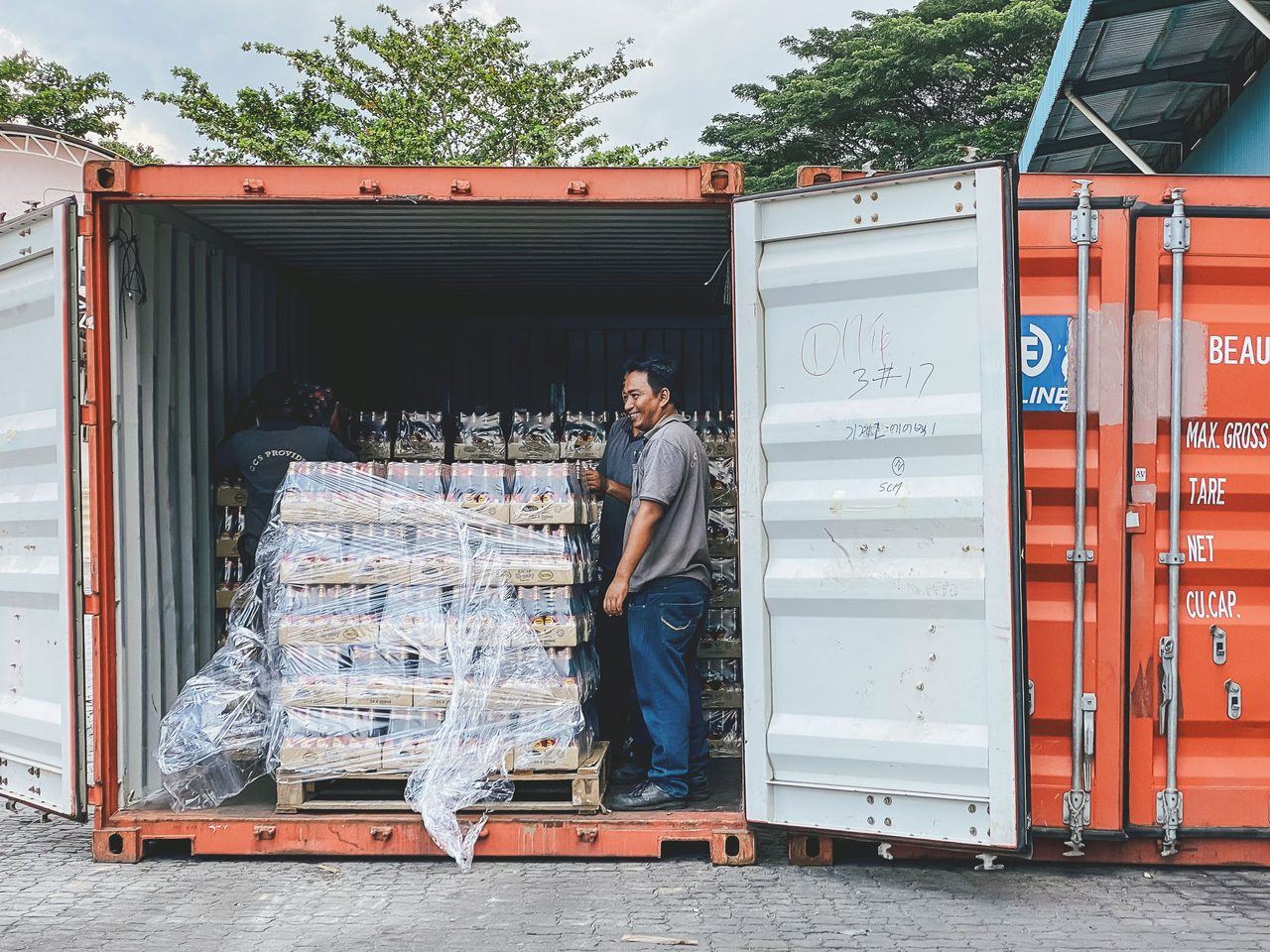 Reefer truck loading temperature-controlled freight for dispatch