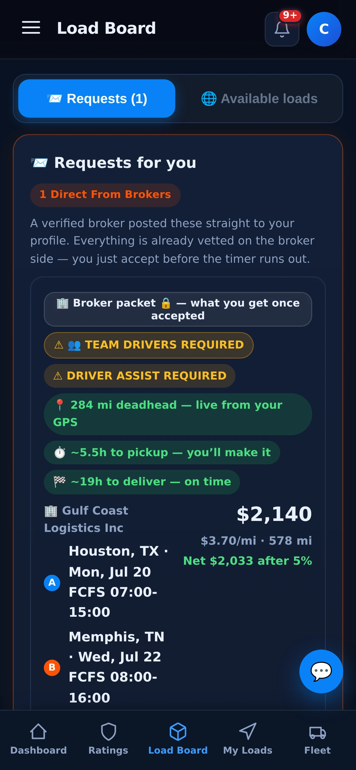 LoadBoot load board on a phone — find truck loads anywhere