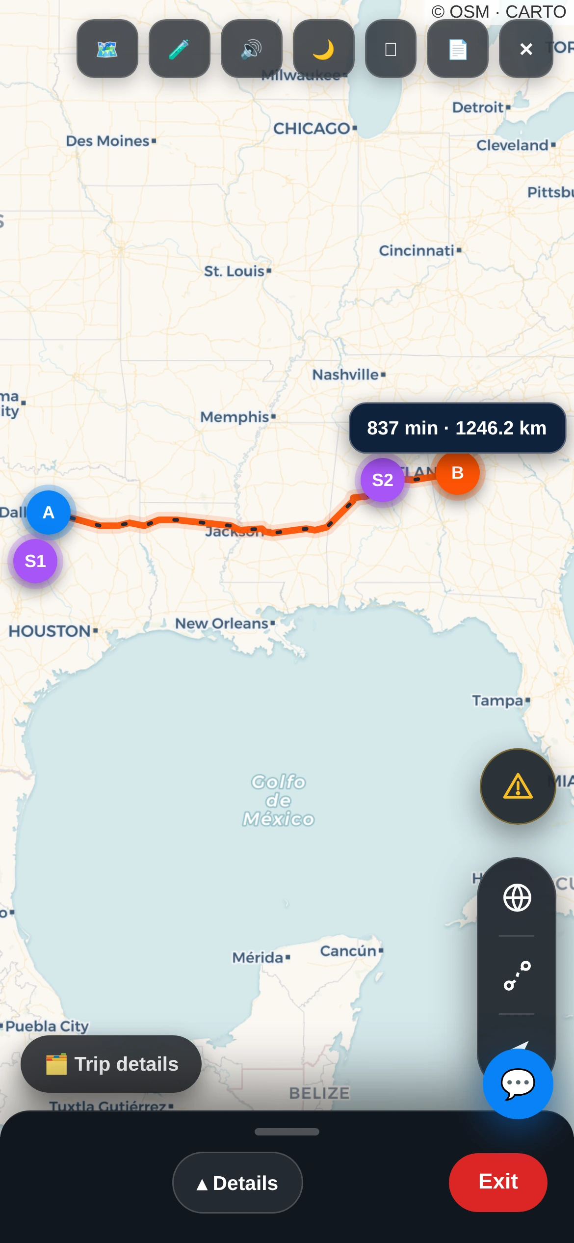 Live truck route with ETA on the LoadBoot trip map